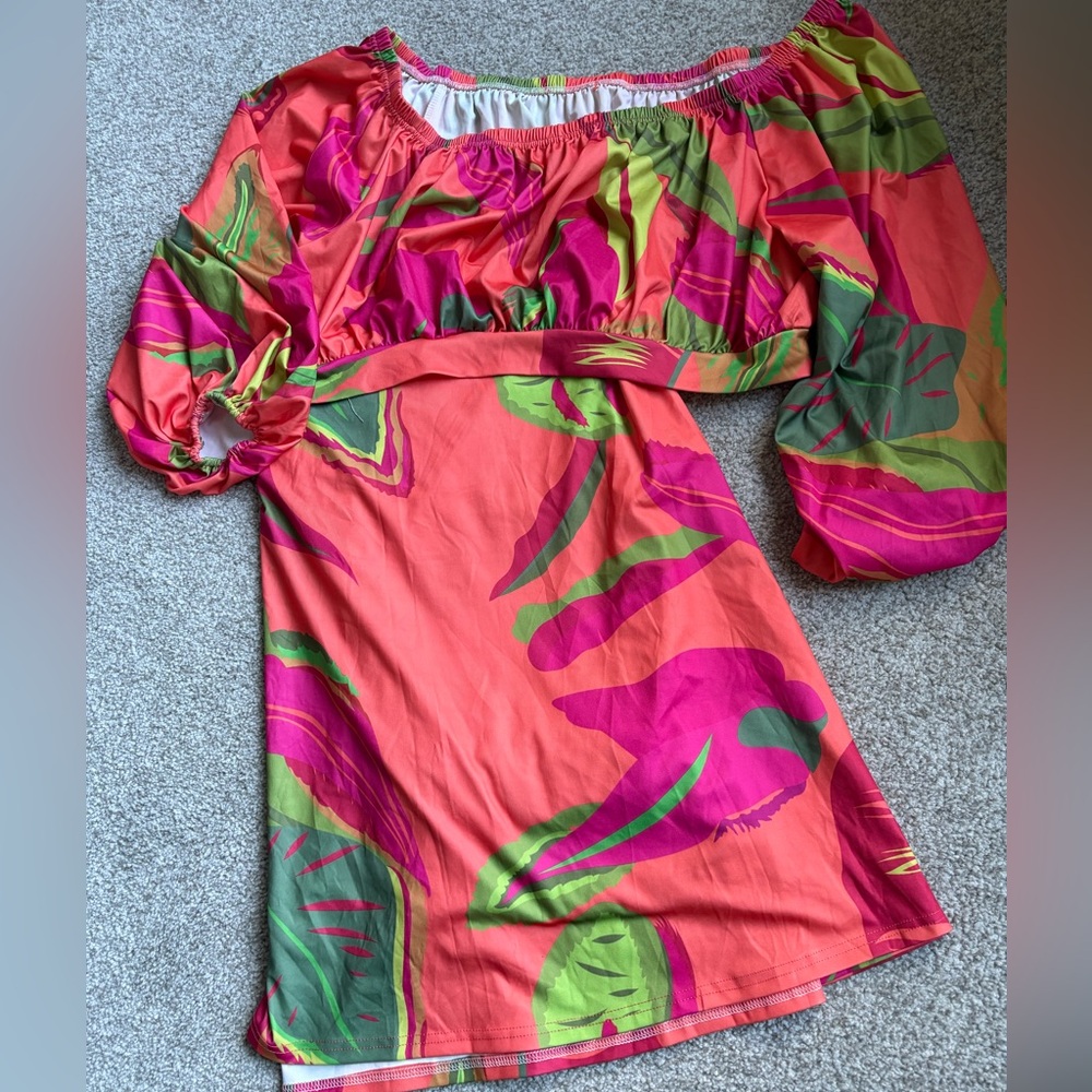 Vibrant Off-Shoulder 2 pc top and ankle skirt